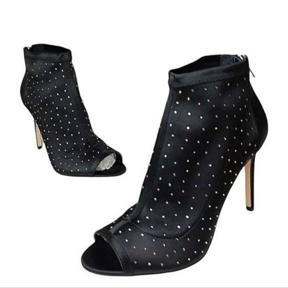 Jewel by Badgley Mischka Margarita Embellished Peep Toe Bootie -Black - Picture 3 of 6